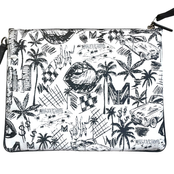 MARCELL VON BERLIN Black Cream "Los Angeles At Night" Wristlet Clutch Bag NWT - Picture 5 of 11